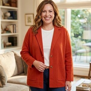 Ann Taylor Burnt Orange Sweater Blazer